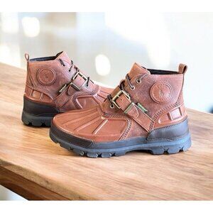Polo Ralph Lauren Oslo Low Buckle Men's Brown Waterproof Leather Boots Size 10